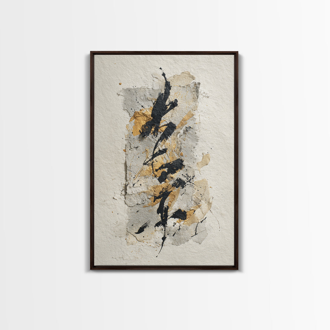 Expressive Musical Rhythm Painted as Ink Strokes Canvas Print, Calligraphy Art, Neutral Decor, Living Room Decor, Script, CAL-2x3-56