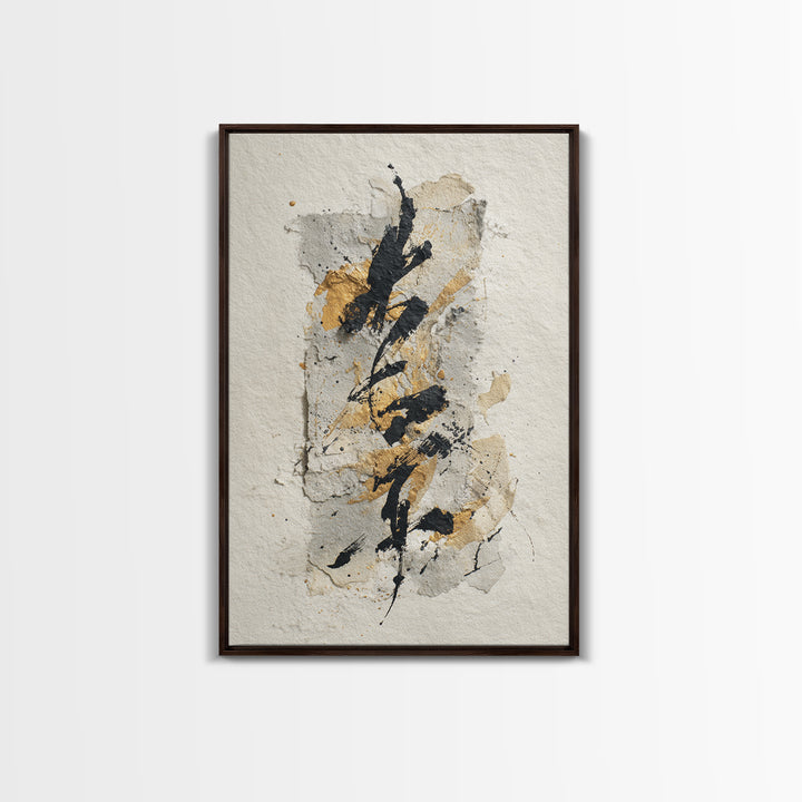 Expressive Musical Rhythm Painted as Ink Strokes Canvas Print, Calligraphy Art, Neutral Decor, Living Room Decor, Script, CAL-2x3-56
