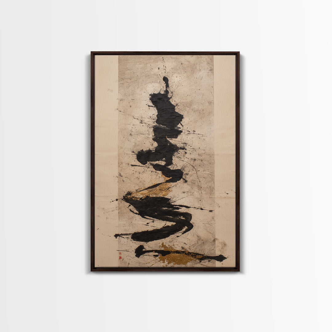 Large Sweeping Black Ink Gesture Like a Canvas Print, Calligraphy Art, Wall Art Print, Living Room Decor, Fine Art, Script, CAL-2x3-57