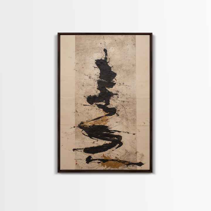 Large Sweeping Black Ink Gesture Like a Canvas Print, Calligraphy Art, Wall Art Print, Living Room Decor, Fine Art, Script, CAL-2x3-57