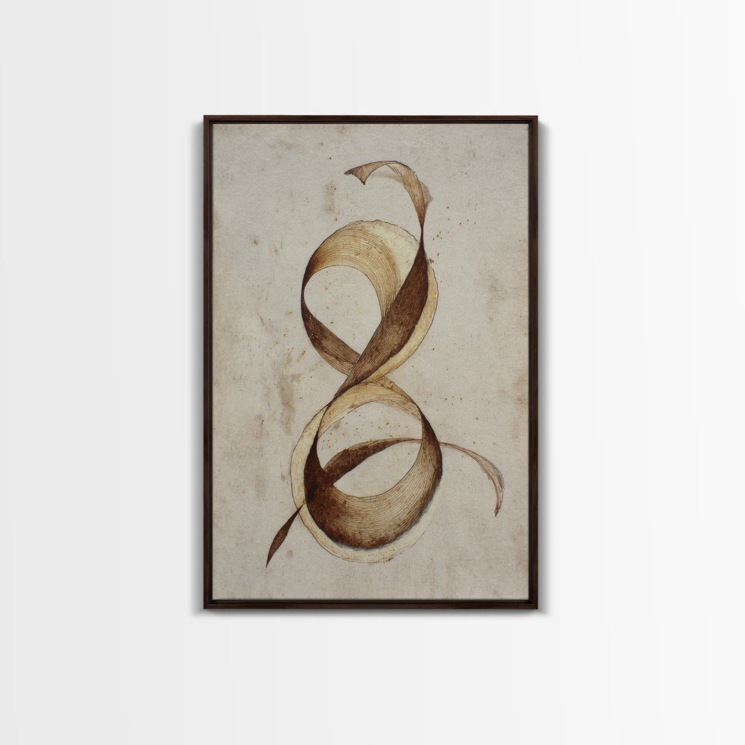 Arabic Ornamental Curves as Non Readable Art Framed Canvas Print, Calligraphy Art, Wall Decor, Living Room Decor, Script, CAL-2x3-59