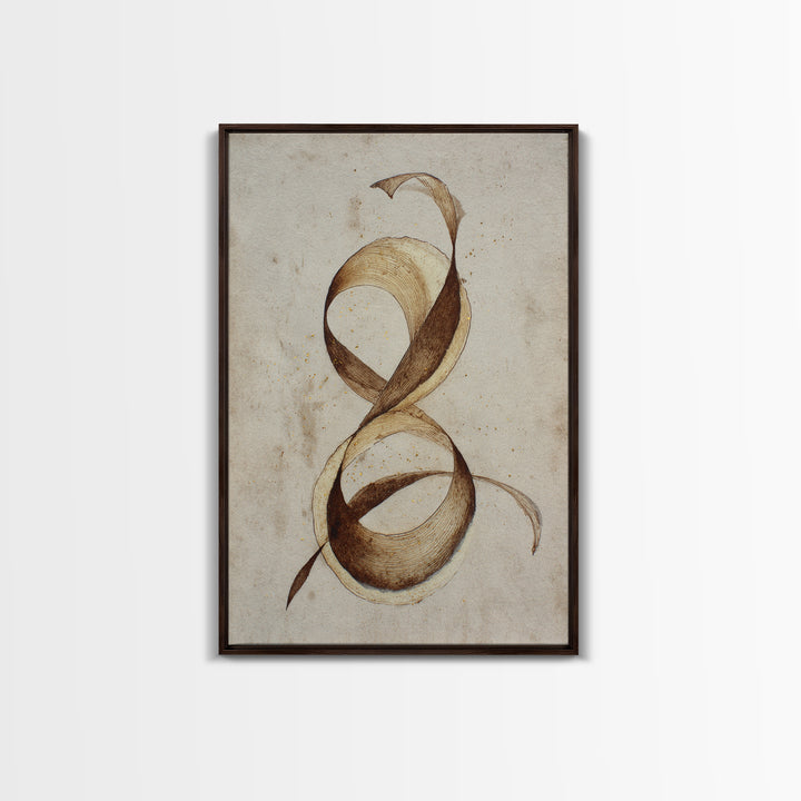 Arabic Ornamental Curves as Non Readable Art Framed Canvas Print, Calligraphy Art, Wall Decor, Living Room Decor, Script, CAL-2x3-59