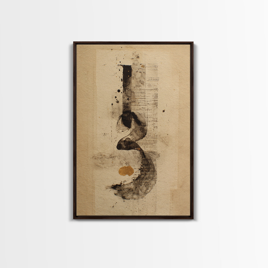 Monochrome Brush Alphabet Fragments as Abstract Texture Canvas Print, Calligraphy Art, Digital Print, Living Room Decor, Script, CAL-2x3-69