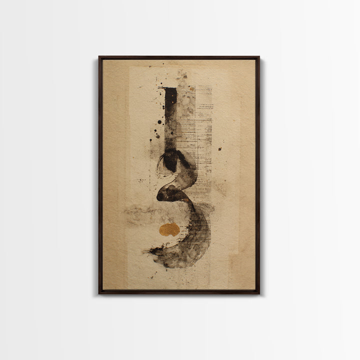 Monochrome Brush Alphabet Fragments as Abstract Texture Canvas Print, Calligraphy Art, Digital Print, Living Room Decor, Script, CAL-2x3-69