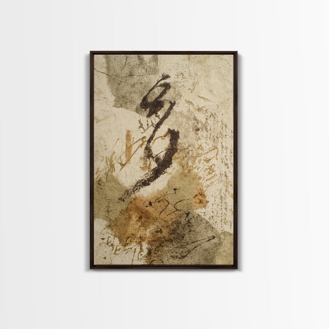 Abstract Prayer Flag of Brush Marks Canvas Print, Calligraphy Art, Wall Art Printable, Living Room Decor, Fine Art, Script, CAL-2x3-7