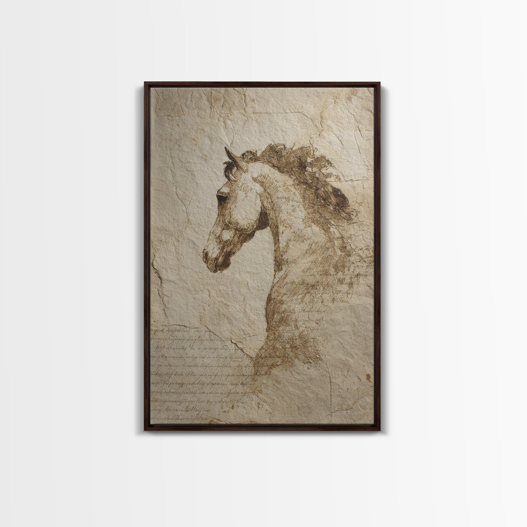 Calligraphic Horse Silhouette Made from One Line Canvas Print, Calligraphy Art, Printable Art, Living Room Decor, Script, CAL-2x3-73
