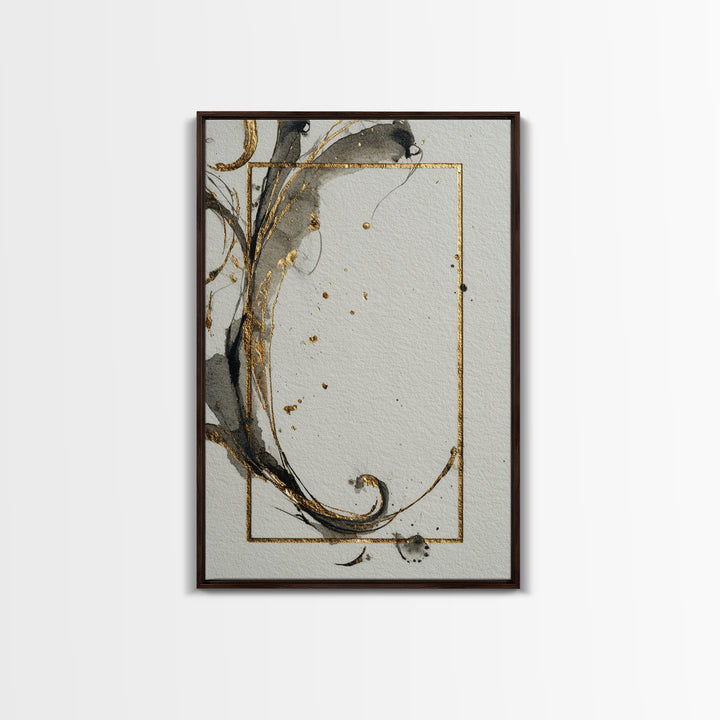Ornamental Frame of Flourished Pen Curves Framed Canvas Print, Calligraphy Art, Wall Decor, Living Room Decor, Fine Art, Script, CAL-2x3-74