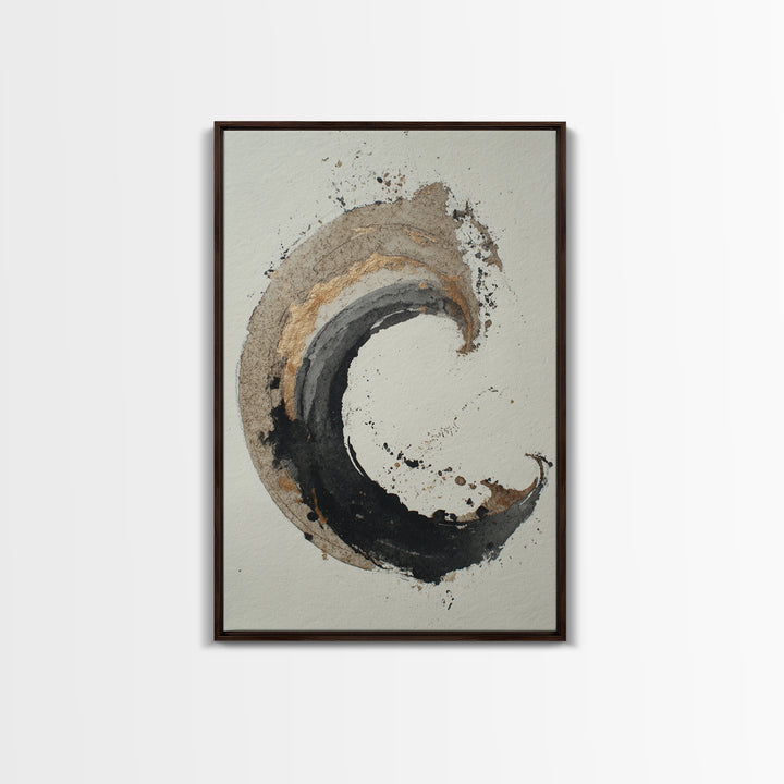Crescent Moon Made from Elegant Ink Swashes Canvas Print, Calligraphy Art, Calligraphy, Living Room Decor, Fine Art, Script, CAL-2x3-77