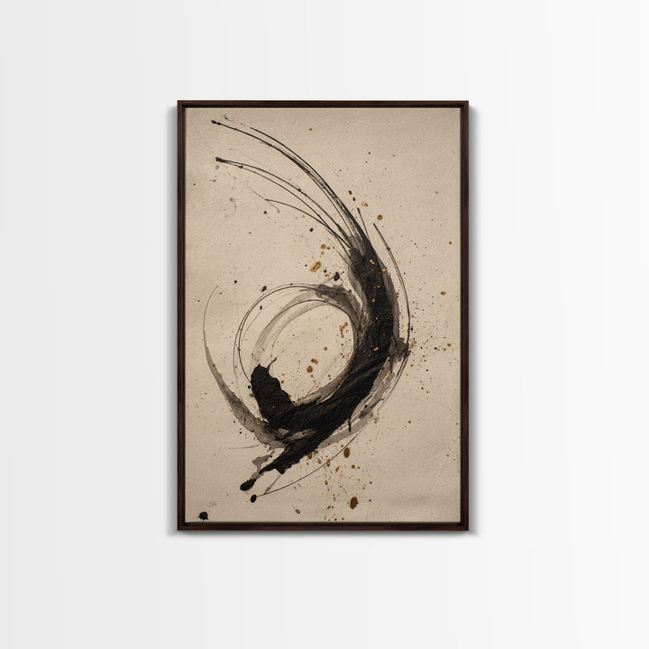 Large Sweeping Black Ink Gesture Like a Canvas Print, Calligraphy Art, Wall Art Print, Living Room Decor, Fine Art, Script, CAL-2x3-81
