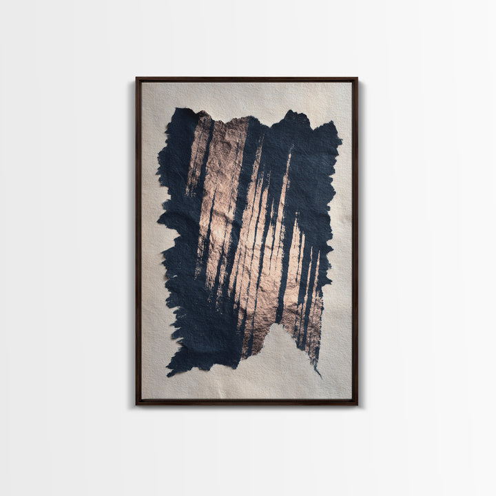 Layered Copper Ink Strokes on Dark Navy Canvas Print, Calligraphy Art, Prints, Living Room Decor, Script, Bedroom Wall Decor, CAL-2x3-86