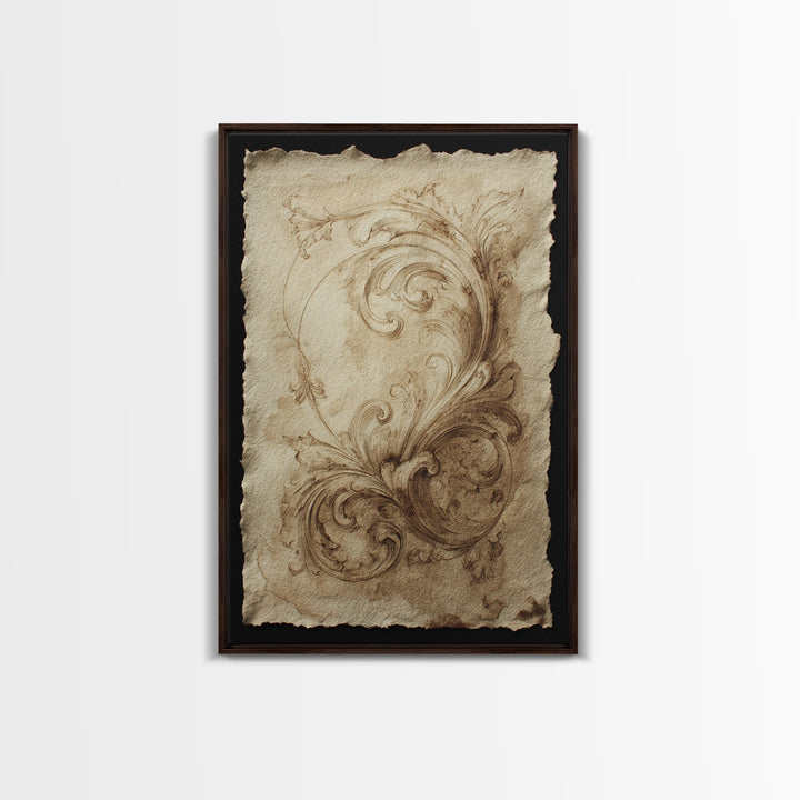 Baroque Scrollwork Made from Looping Pen Strokes Canvas Print, Calligraphy Art, Gallery Decor, Living Room Decor, Script, CAL-2x3-92