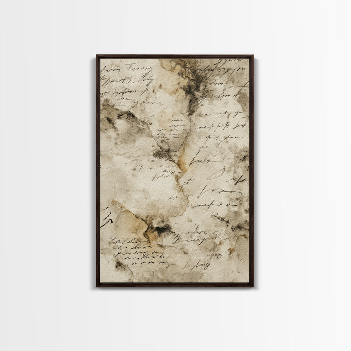 Romantic Handwritten Marks Without Readable Words Canvas Print, Calligraphy Art, Living Room Wall Art, Living Room Decor, CAL-2x3-95