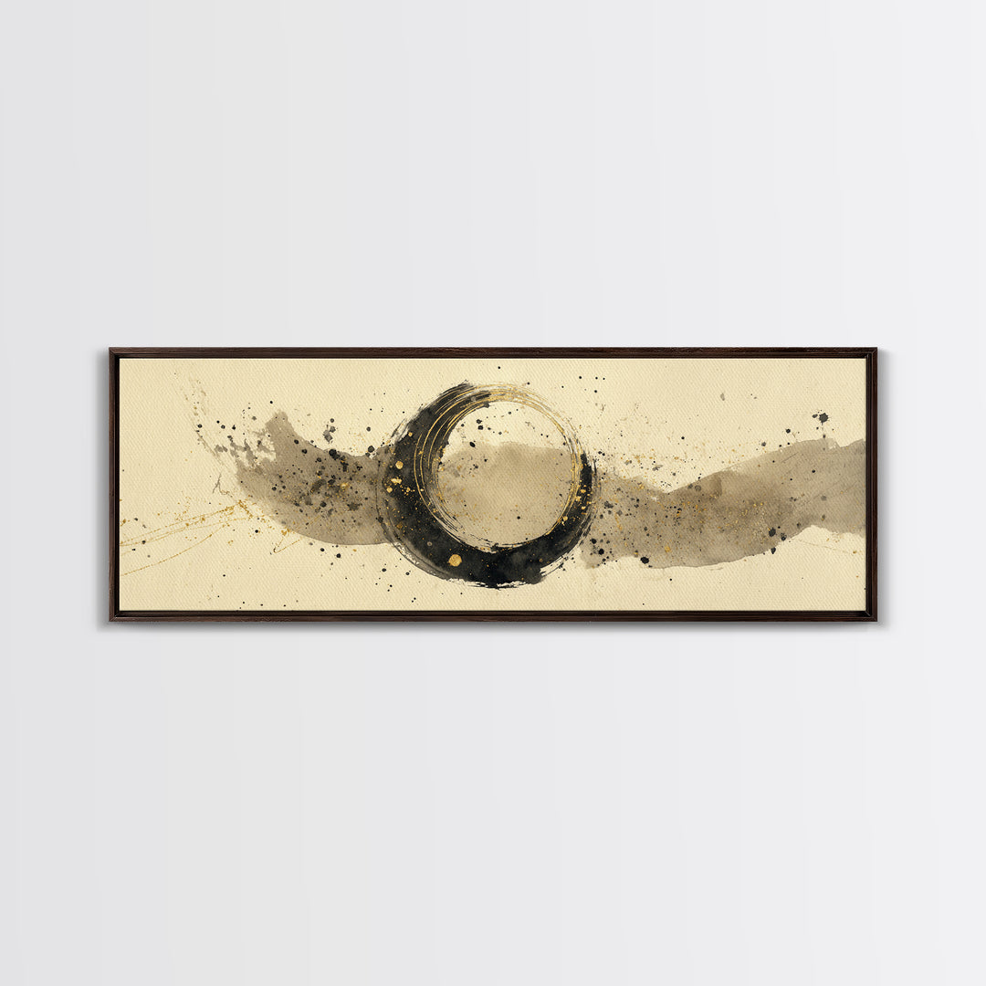 Crescent Moon Made from Elegant Ink Swashes Canvas Print, Calligraphy Art, Digital Print, Living Room Decor, Fine Art, Script, CAL-3x1-13