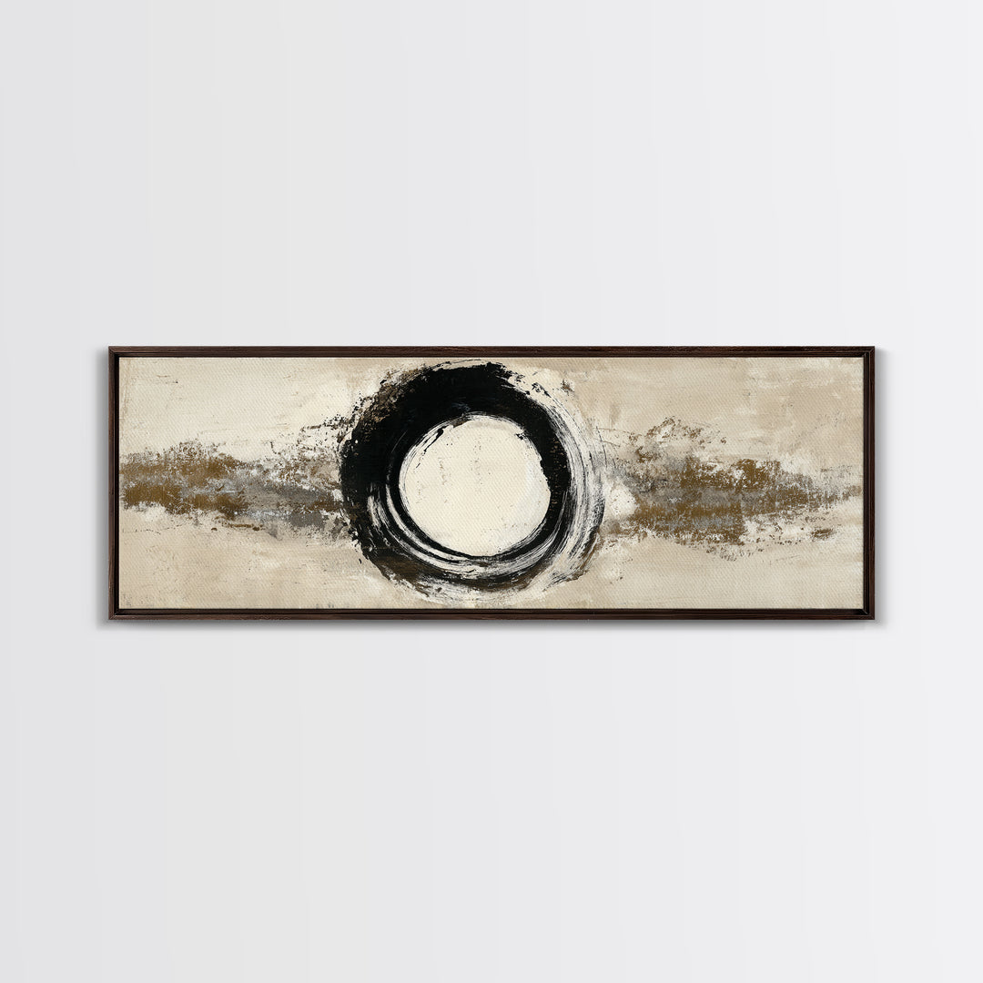 Japanese Brush Mark Circle Canvas Print, Calligraphy Art, Japanese Decor, Living Room Decor, Fine Art, Script, Art Print, CAL-3x1-20