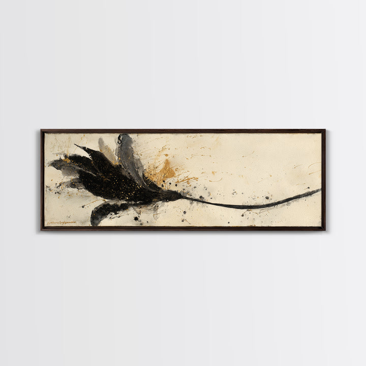 Single Elegant Flourish Shaped Like a Flower Canvas Print, Calligraphy Art, Bedroom Wall Decor, Living Room Decor, Script, CAL-3x1-21