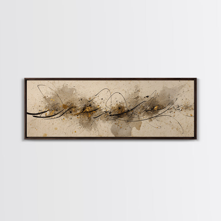 Romantic Handwritten Marks Without Readable Words Canvas Print, Calligraphy Art, Luxury Decor, Living Room Decor, Script, CAL-3x1-31