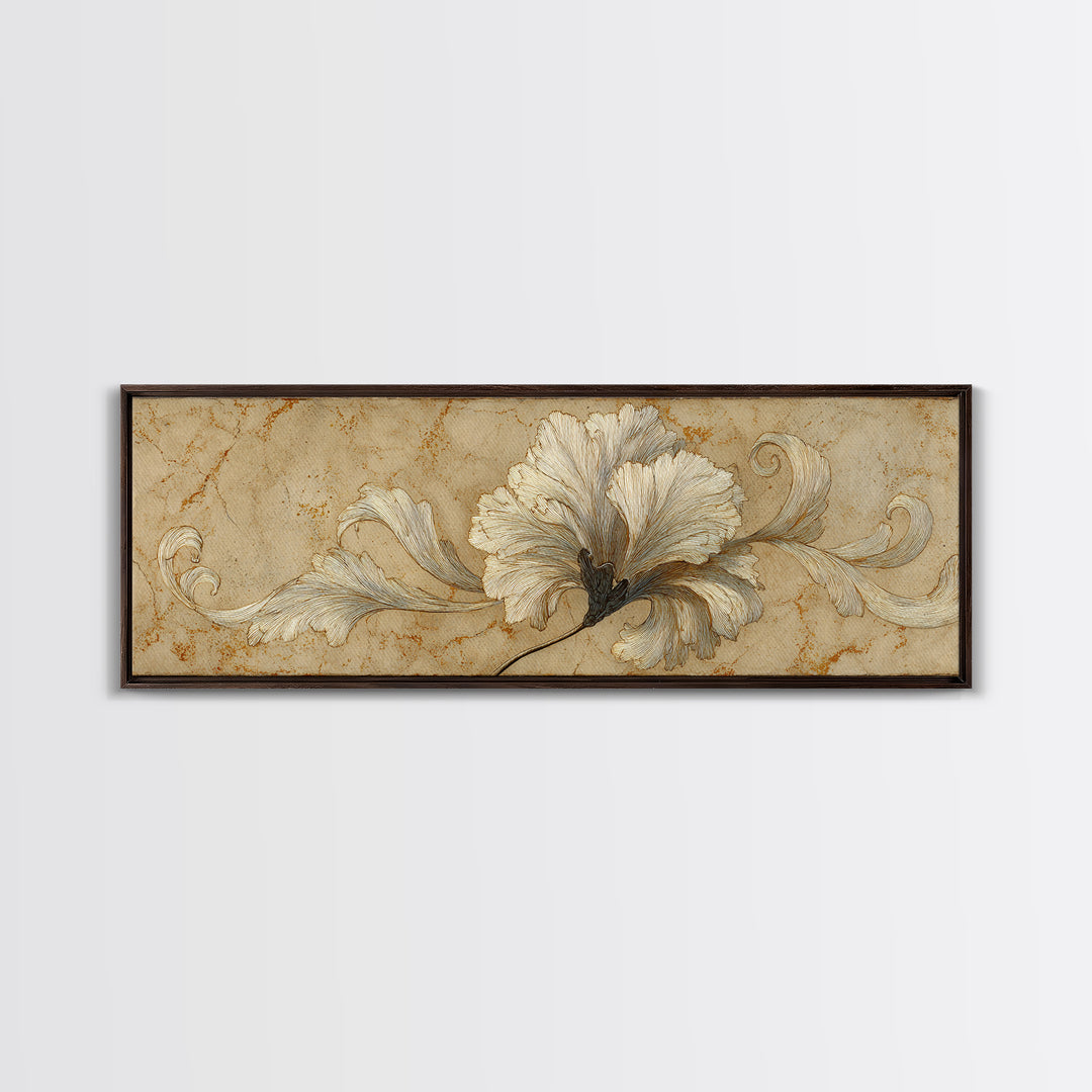 Single Elegant Flourish Shaped Like a Flower Canvas Print, Calligraphy Art, Bedroom Wall Decor, Living Room Decor, Script, CAL-3x1-45