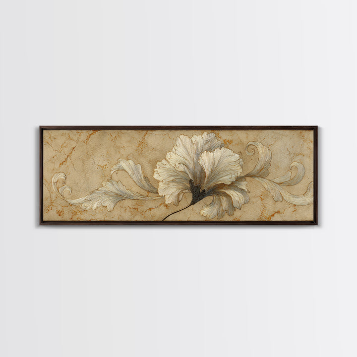 Single Elegant Flourish Shaped Like a Flower Canvas Print, Calligraphy Art, Bedroom Wall Decor, Living Room Decor, Script, CAL-3x1-45