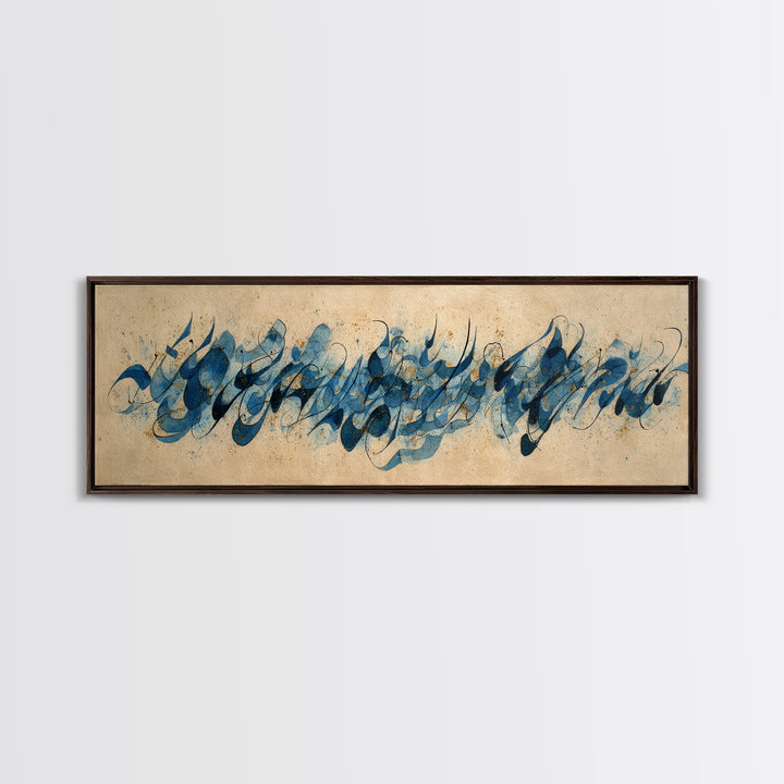 Modern Calligraphy Wave Canvas Print, Calligraphy Art, Digital Print, Living Room Decor, Fine Art, Script, Wall Art Printable, CAL-3x1-50