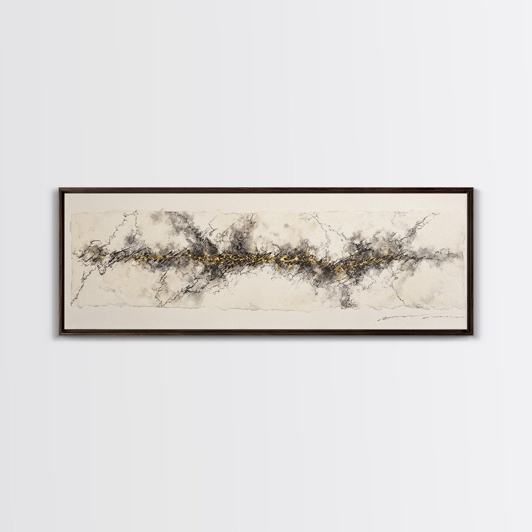 Ornamental Frame of Flourished Pen Curves Framed Canvas Print, Calligraphy Art, Calligraphy, Living Room Decor, Script, CAL-3x1-58