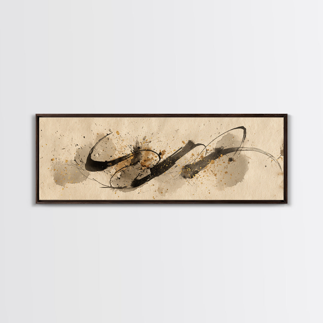 Romantic Handwritten Marks Without Readable Words Canvas Print, Calligraphy Art, Digital Print, Living Room Decor, Script, CAL-3x1-79