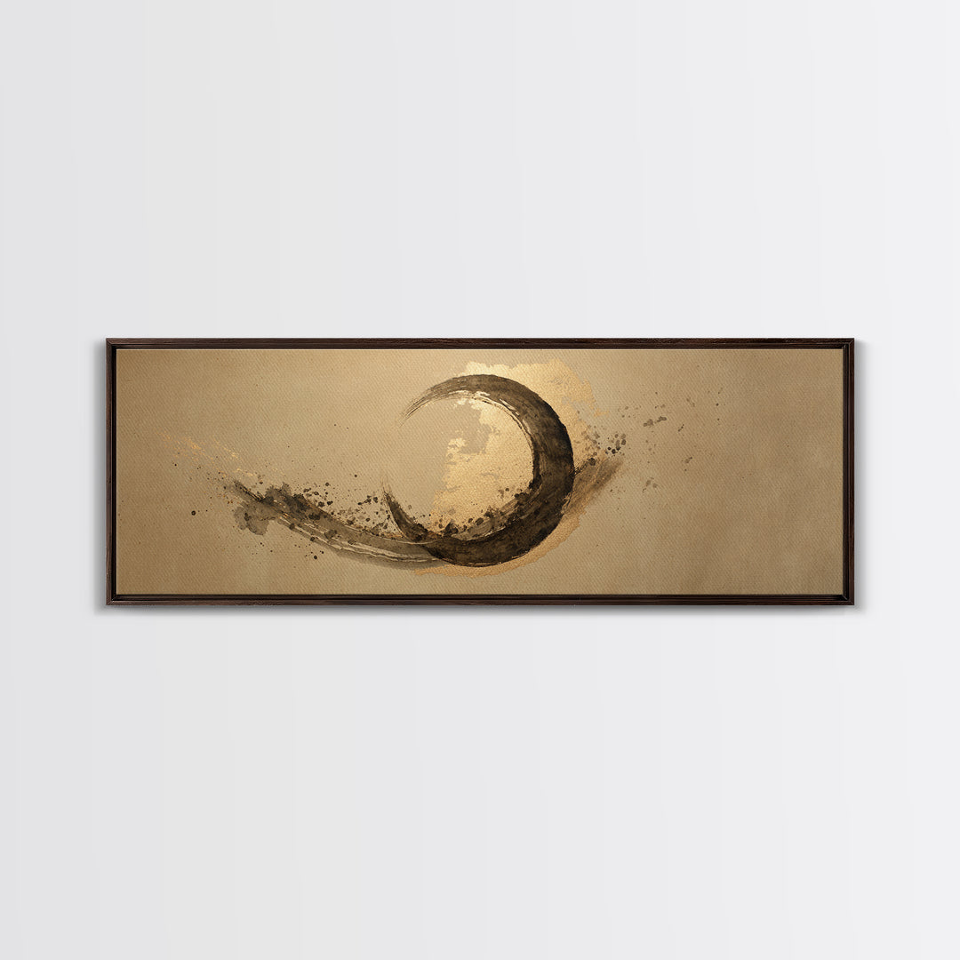 Crescent Moon Made from Elegant Ink Swashes Canvas Print, Calligraphy Art, Minimalist Wall Art, Living Room Decor, Script, CAL-3x1-85