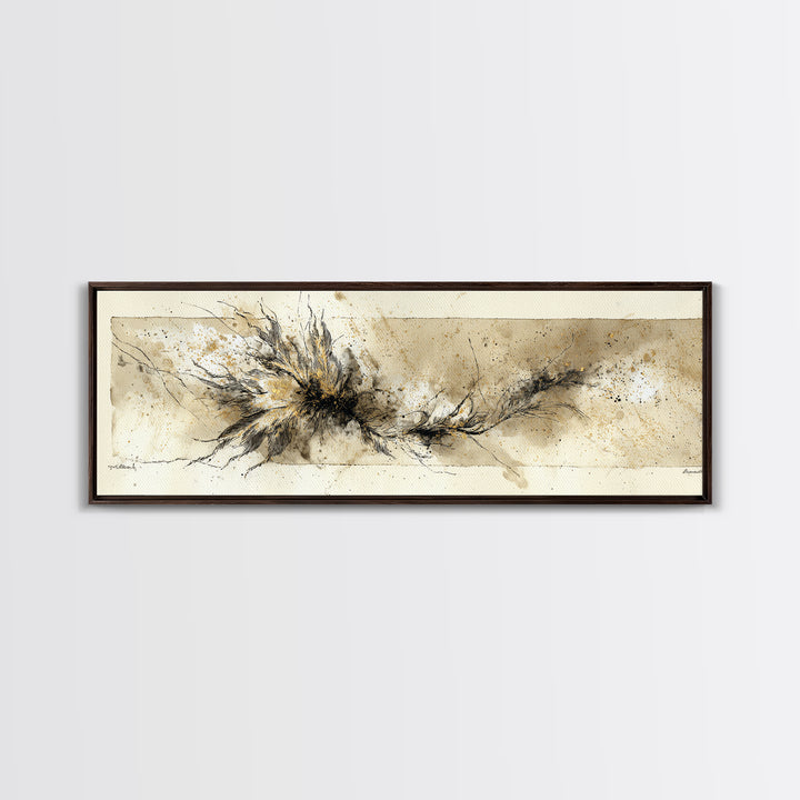 Single Elegant Flourish Shaped Like a Flower Canvas Print, Calligraphy Art, Spiritual Wall Art, Living Room Decor, Oil Painting, CAL-3x1-93