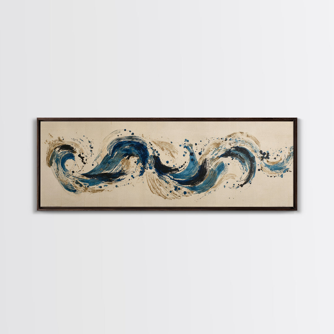 Modern Calligraphy Wave Canvas Print, Calligraphy Art, Minimalist Wall Art, Living Room Decor, Script, Statement Artwork, CAL-3x1-98