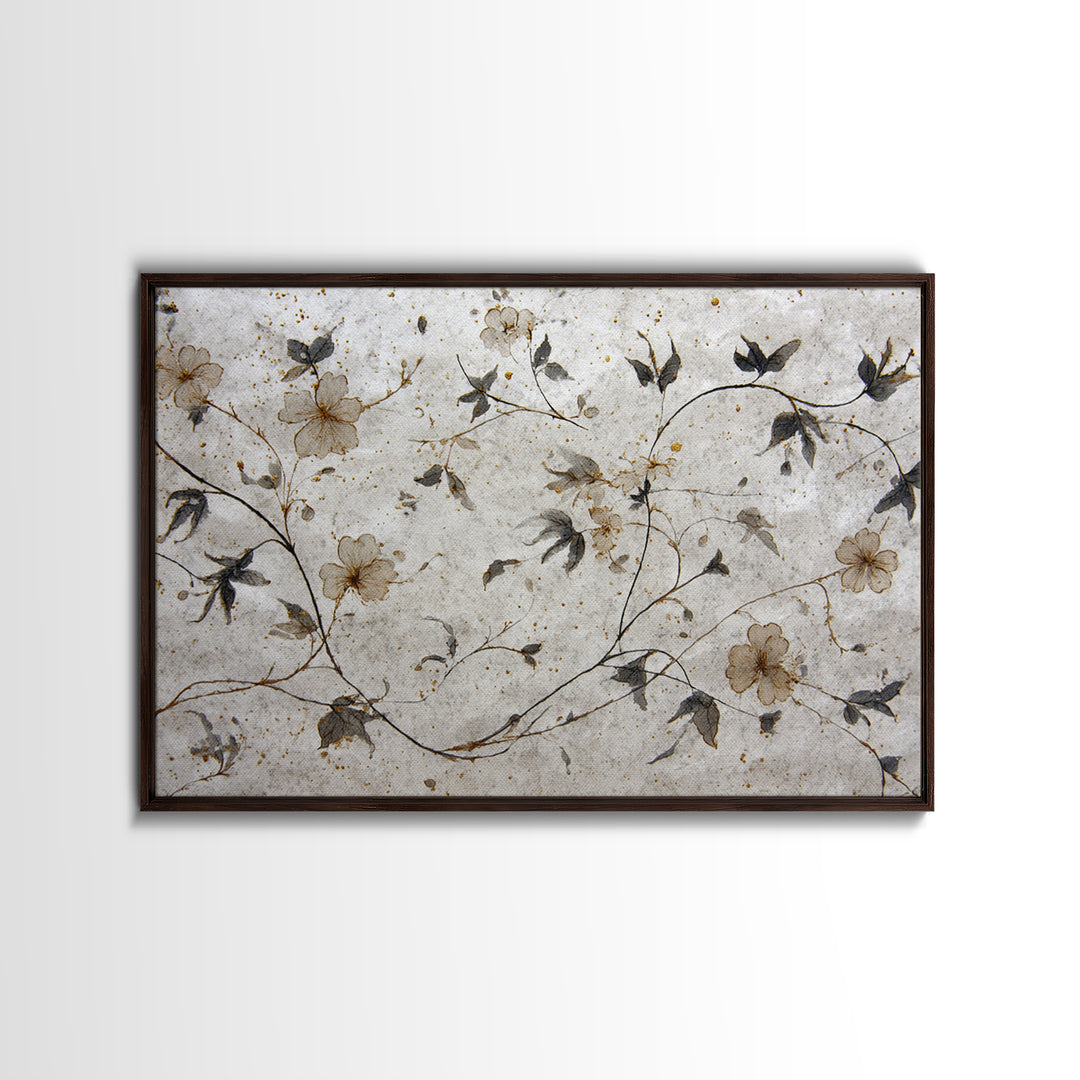 Floral Vine Created from Graceful Script Like Canvas Print, Calligraphy Art, Printable Wall Art, Living Room Decor, Script, CAL-3x2-15