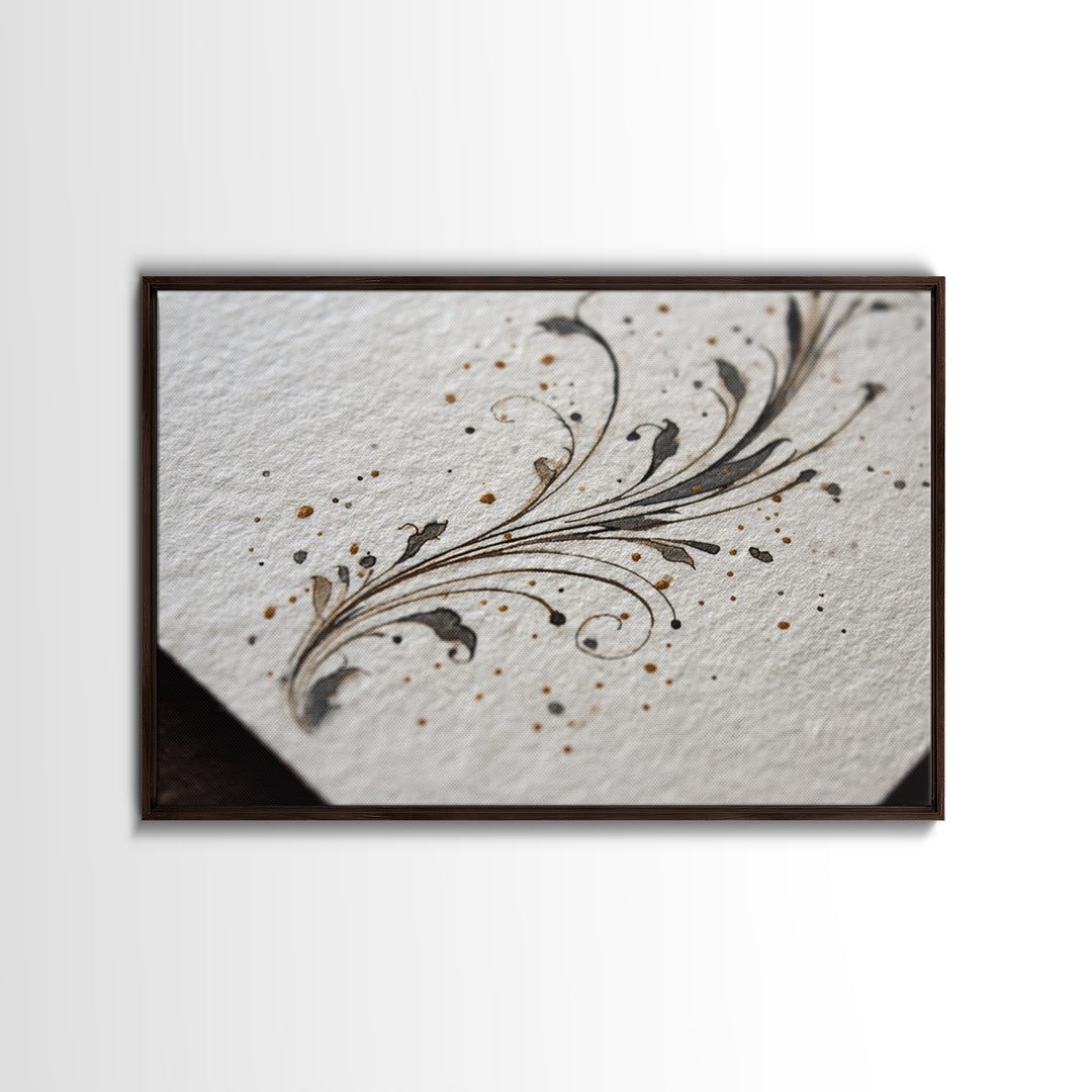 Ornamental Frame of Flourished Pen Curves Canvas Print, Calligraphy Art, Printable Wall Art, Living Room Decor, Script, CAL-3x2-22