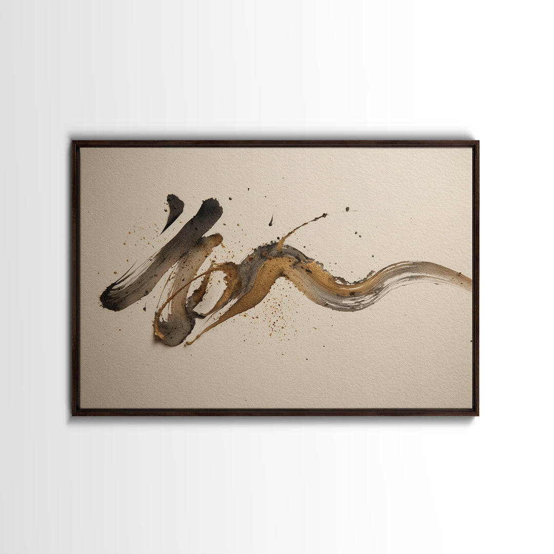 Expressive Musical Rhythm Painted as Ink Strokes Canvas Print, Calligraphy Art, Digital Prints, Living Room Decor, Script, CAL-3x2-4
