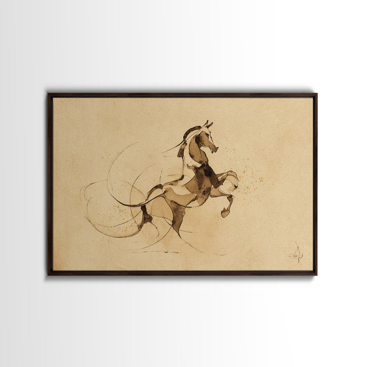 Calligraphic Horse Silhouette Made from One Line Canvas Print, Calligraphy Art, Wall Art Printable, Living Room Decor, Script, CAL-3x2-45