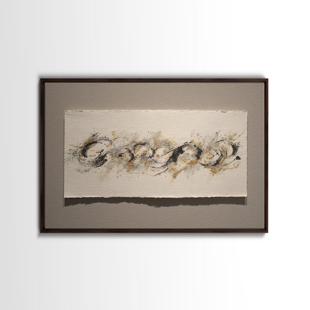 Ornamental Frame of Flourished Pen Curves Framed Canvas Print, Calligraphy Art, Unique Wall Art, Living Room Decor, Script, CAL-3x2-46