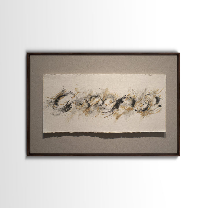 Ornamental Frame of Flourished Pen Curves Framed Canvas Print, Calligraphy Art, Unique Wall Art, Living Room Decor, Script, CAL-3x2-46