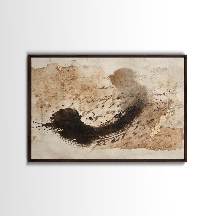 Abstract Prayer Flag of Brush Marks Canvas Print, Calligraphy Art, Digital Download Art, Living Room Decor, Fine Art, Script, CAL-3x2-51