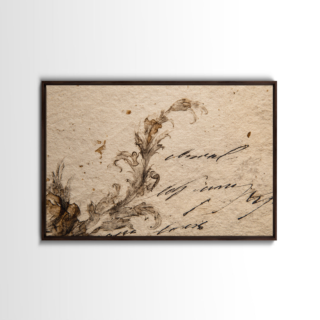 Single Elegant Flourish Shaped Like a Flower Canvas Print, Calligraphy Art, Watercolor Art, Living Room Decor, Script, CAL-3x2-57