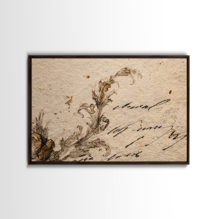 Single Elegant Flourish Shaped Like a Flower Canvas Print, Calligraphy Art, Watercolor Art, Living Room Decor, Script, CAL-3x2-57