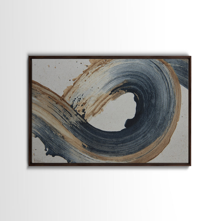 Layered Copper Ink Strokes on Dark Navy Canvas Print, Calligraphy Art, Living Room Wall Art, Living Room Decor, Script, CAL-3x2-58