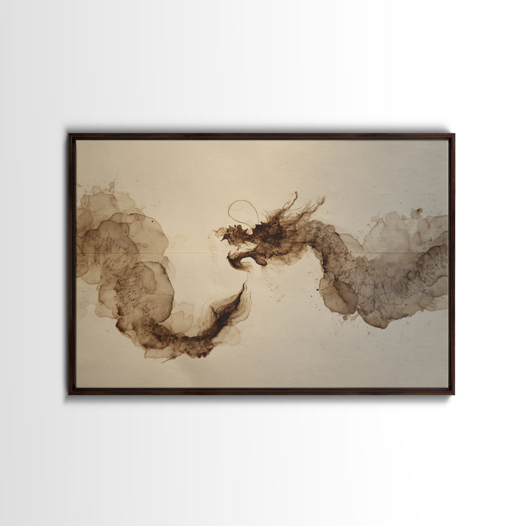 Ink Wash Dragon Curve Canvas Print, Calligraphy Art, Modern Art, Living Room Decor, Fine Art, Script, Fine Art Print, CAL-3x2-61