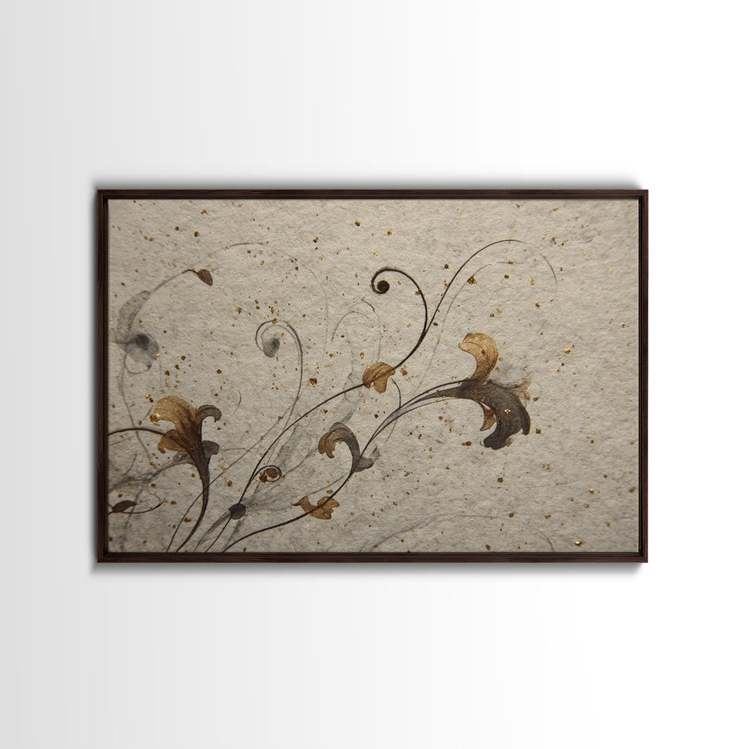 Floral Vine Created from Graceful Script Like Canvas Print, Calligraphy Art, Digital Print, Living Room Decor, Script, CAL-3x2-63