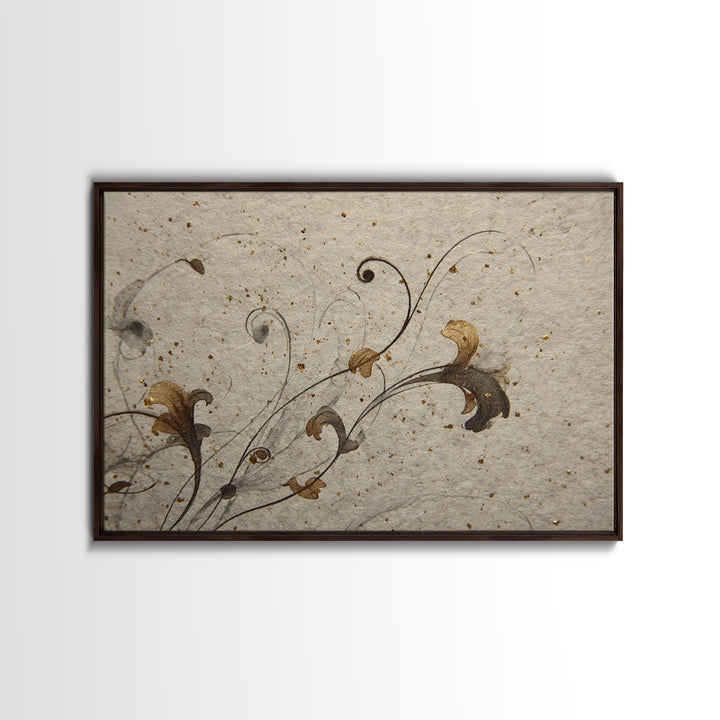 Floral Vine Created from Graceful Script Like Canvas Print, Calligraphy Art, Digital Print, Living Room Decor, Script, CAL-3x2-63