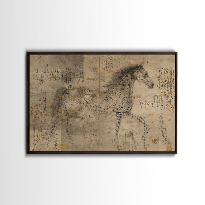 Calligraphic Horse Silhouette Made from One Line Canvas Print, Calligraphy Art, Wall Art Printable, Living Room Decor, Script, CAL-3x2-69