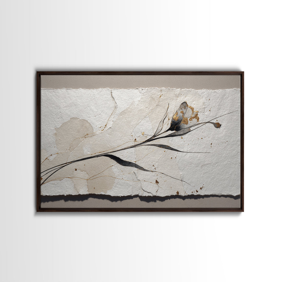 Single Elegant Flourish Shaped Like a Flower Canvas Print, Calligraphy Art, Japanese Decor, Living Room Decor, Script, CAL-3x2-81