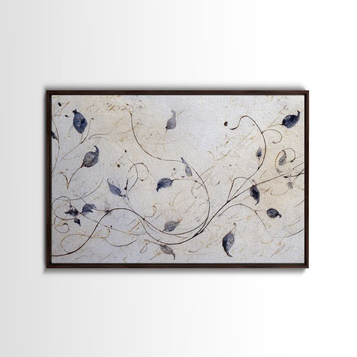 Floral Vine Created from Graceful Script Like Framed Canvas Print, Calligraphy Art, Fine Art Print, Living Room Decor, Script, CAL-3x2-87