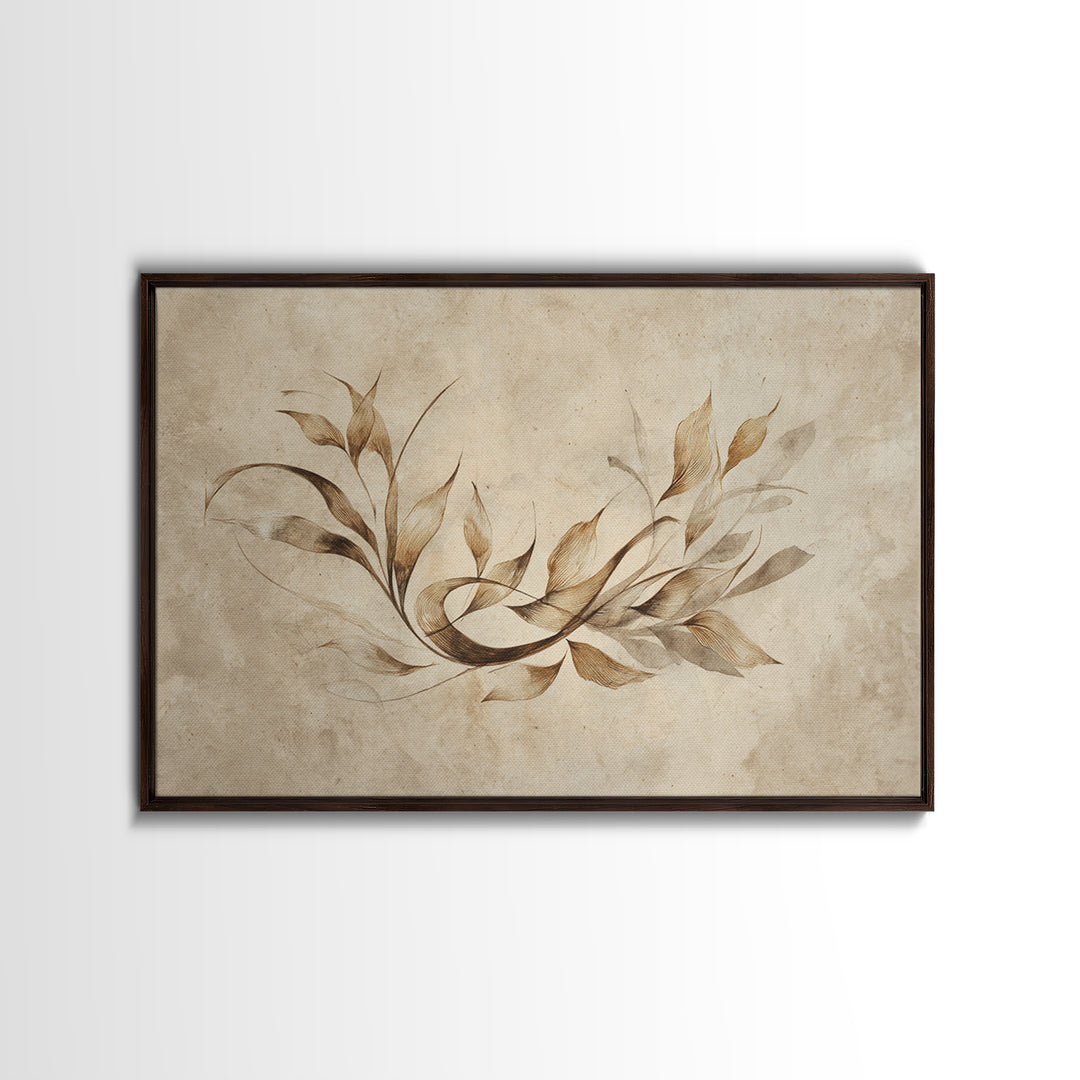 Botanical Calligraphy Pattern Canvas Print, Calligraphy Art, Modern Art, Living Room Decor, Oil Painting, Script, CAL-3x2-98