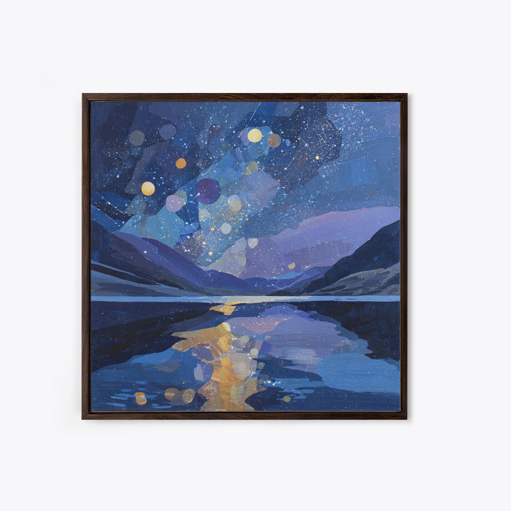 Night Sky over a Quiet Mountain Lake Canvas Print, Celestial Art, Printable Art, Living Room Decor, Fine Art, Celestial, CEL-1x1-3