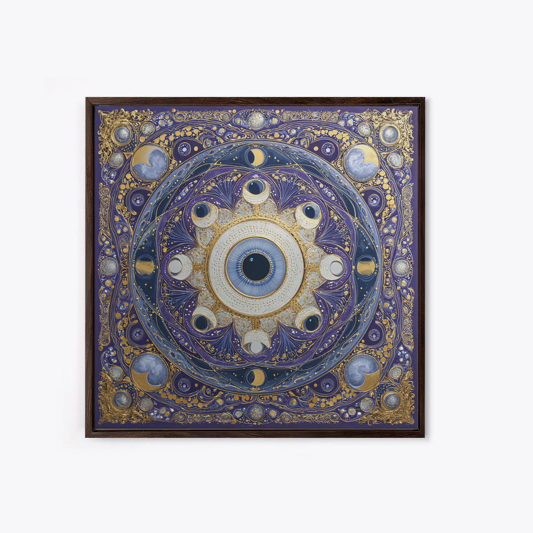 Mystic Eye Surrounded by Moons and Constellations Canvas Print, Celestial Art, Luxury Decor, Living Room Decor, Celestial, CEL-1x1-40
