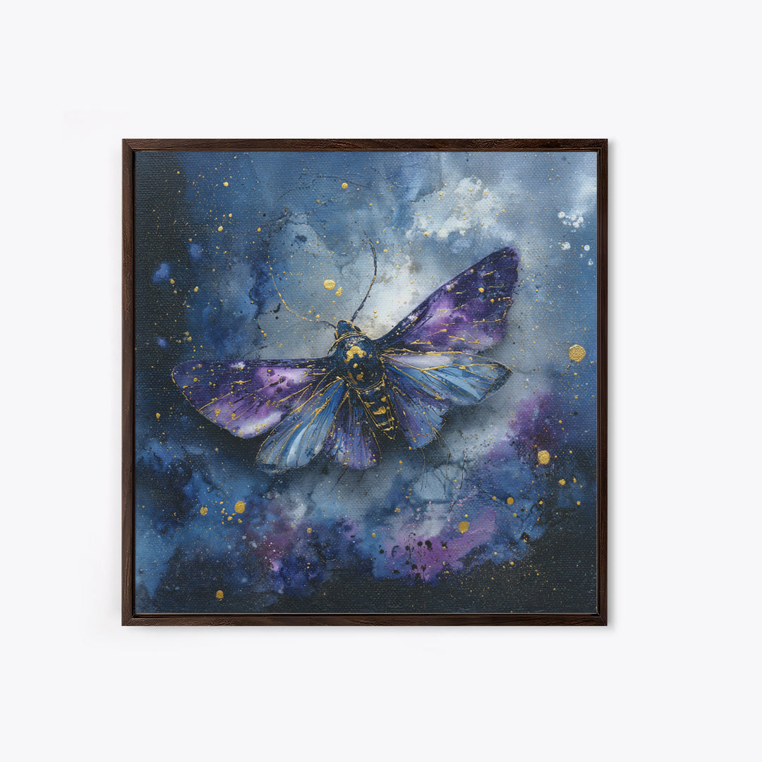 Celestial Moth with Moon Markings Framed Canvas Print, Celestial Art, Downloadable Prints, Living Room Decor, Abstract Art, CEL-1x1-66