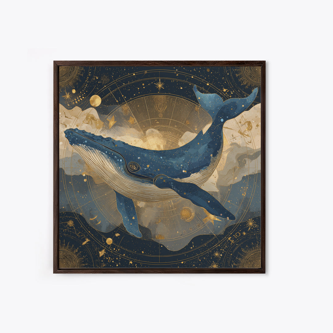 Cosmic Whale Swimming Through a Star Field Canvas Print, Celestial Art, Modern Decor, Living Room Decor, Fine Art, Celestial, CEL-1x1-77
