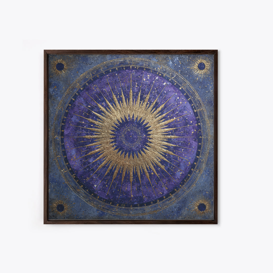 Sunburst Medallion with Ornate Rays Canvas Print, Celestial Art, Fantasy Art, Living Room Decor, Fine Art, Celestial, CEL-1x1-85